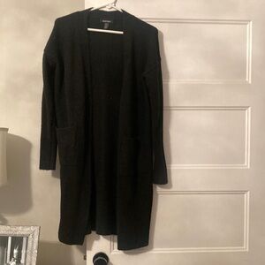 Black Open-Front Cardigan Sweater